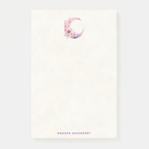 Post-it® Lune rose Croissant avec de jolies fleurs