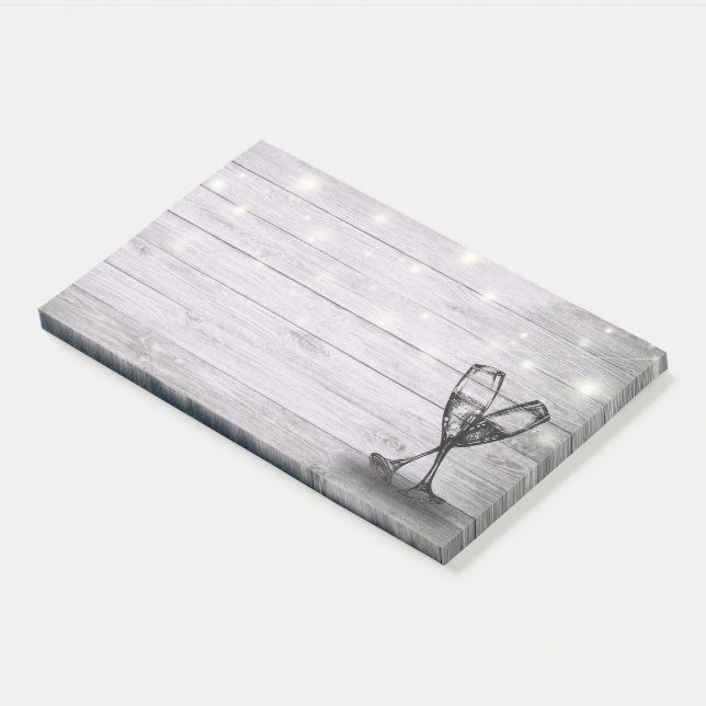 Post-it® Lunettes de Champagne mariage Chaîne Lumière Bois  (Incliné)
