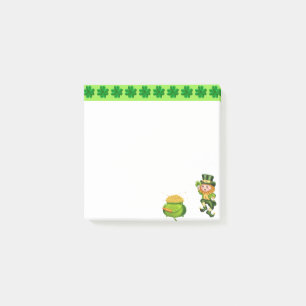 Post-it® Lutin mignon, trèfles chanceux et pot d'or