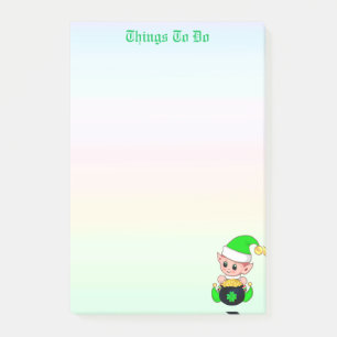 Post-it® Lutin vert et pièces d'or sur fond de couleurs pas