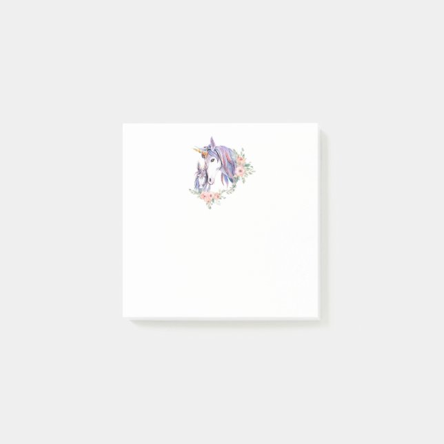 Post-it® Magique Unicorne maman & bébé aquarelle (Devant)