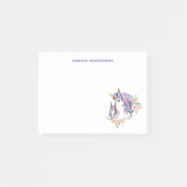 Post-it® Magique Unicorne maman & bébé aquarelle (Devant)