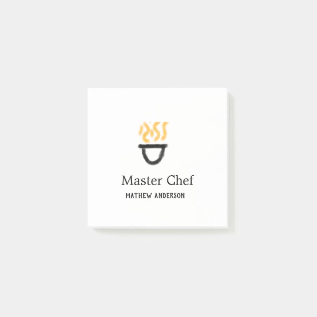 Post-it® Maître chef ajouter nom poêle noir feu fumée (Devant)