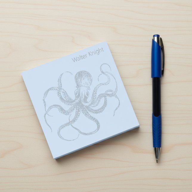 Post-it® Make Your Own Custom Name Octopus Sticky Notes (Custom name octopus sticky notes.)