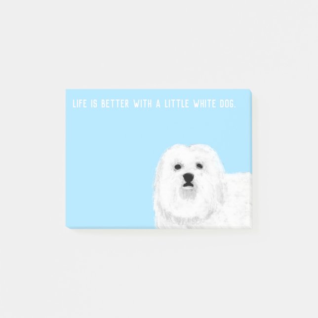 Post-it® Maltais ou coton de Tulears Petit Chien blanc (Devant)