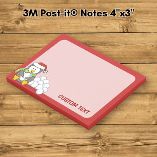 Post-it® manchot de Noël assis avec des boules de neige