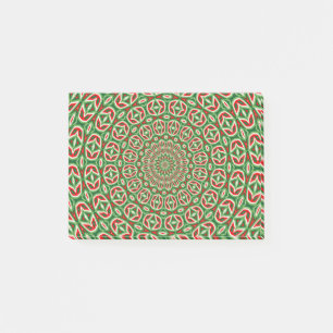 Post-it® Mandala de Noël bicolore vert et rouge et blanc