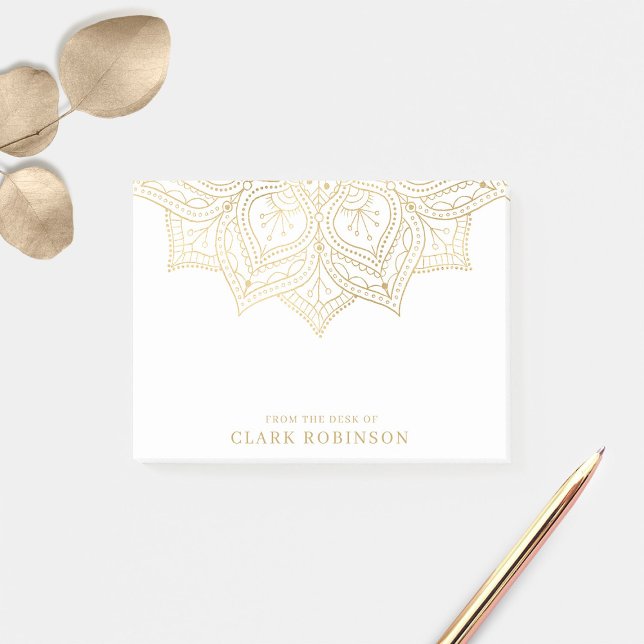 Post-it® Mandala Gold Du Bureau De Nom Personnalisé (Créateur téléchargé)