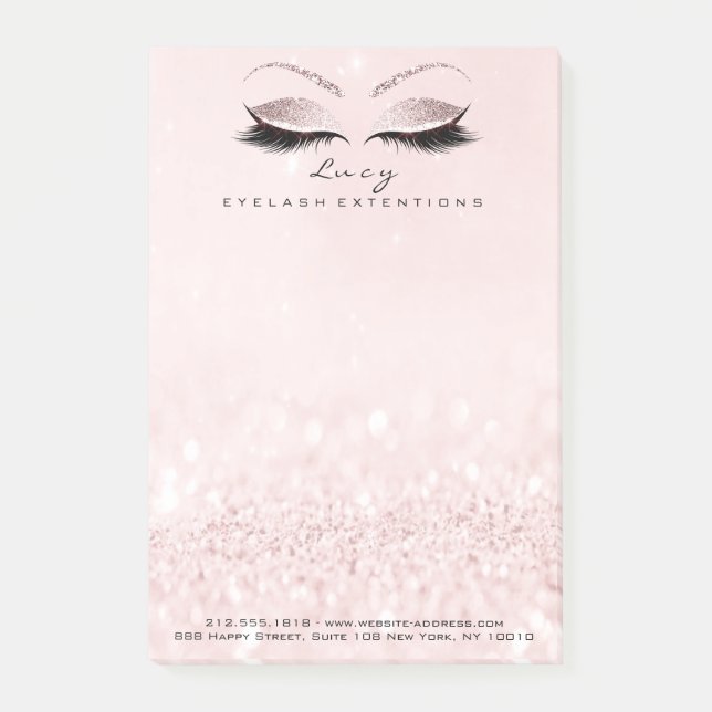 Post-it® Maquillage Blanc Lashes Rose Nom Web Téléphone ros (Devant)