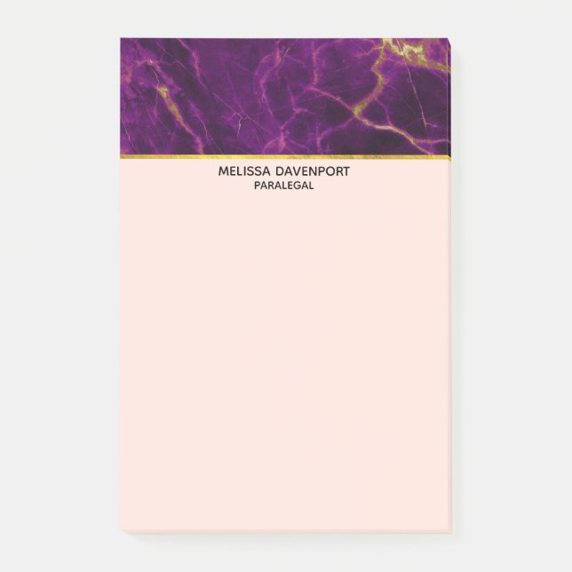 Post-it® Marbre Abstrait moderne violet et or (Devant)