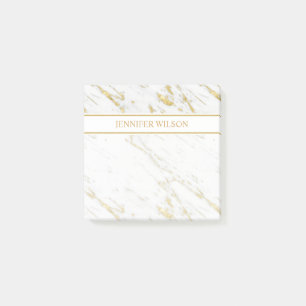 Post-it® Marbre blanc de Parties scintillant en or tacheté