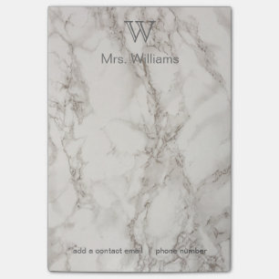 Post-it® Marbre blanc décoré d'un monogramme personnalis