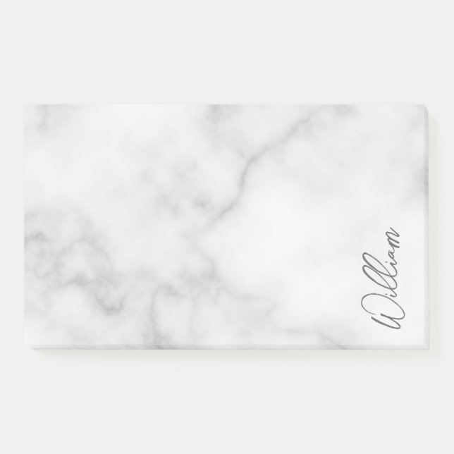 Post-it® Marbre blanc Modern Script Nom personnalisé (Devant)