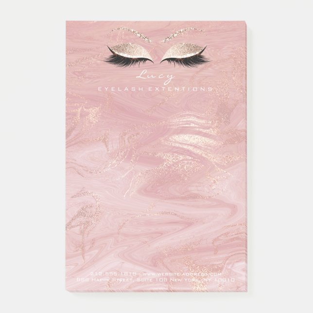 Post-it® Marbre de maquillage Lashes Rose Nom Web Téléphone (Devant)