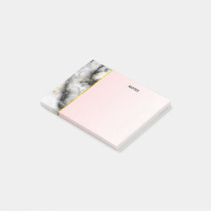 Post-it® Marbre gris fumé moderne avec ruban doré