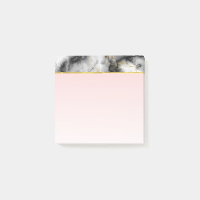 Post-it® Marbre gris lisse moderne avec ruban or (Devant)