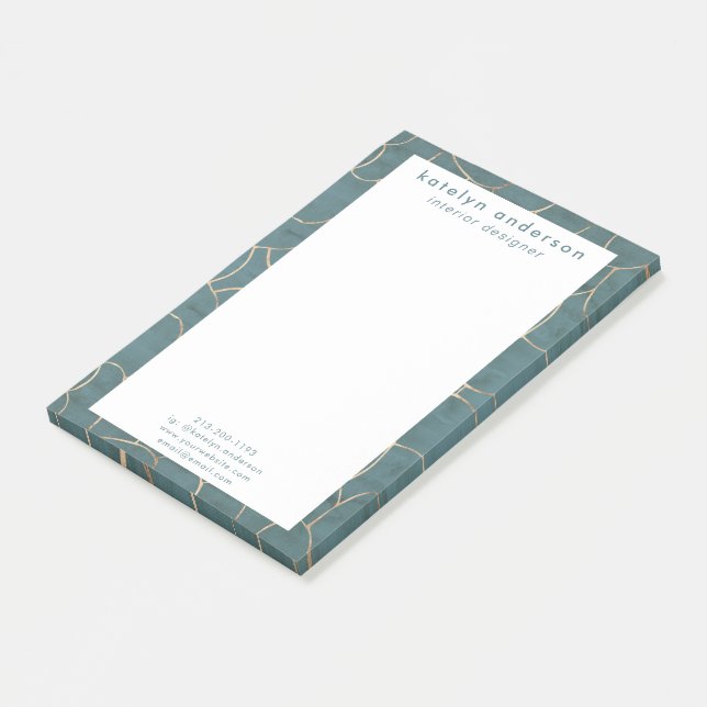 Post-it® Marbre moderne Gold Gemstone Turquoise (Incliné)