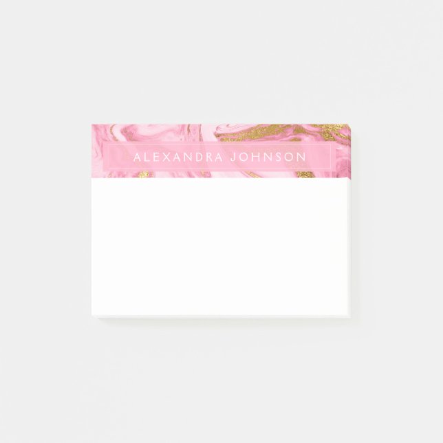 Post-it® Marbre moderne rose, blanc et or (Devant)