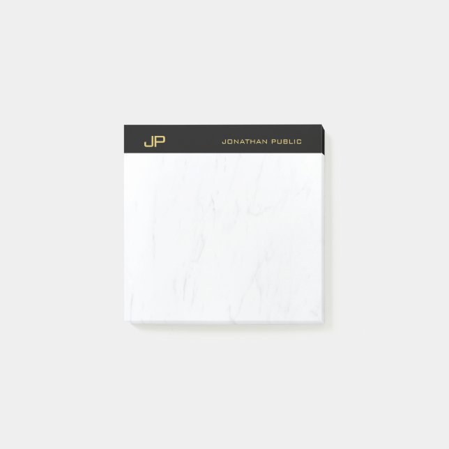 Post-it® Marbre noir d'or d'initiales professionnelles (Devant)