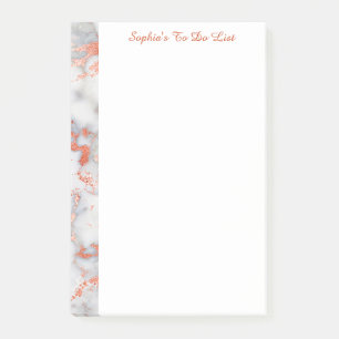 Post-it® Marbre, nom ou titre en or blanc et Rose
