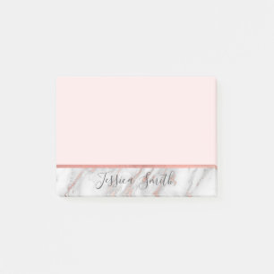 Post-it® Marbre rose personnalisé d'aluminium d'or rose de