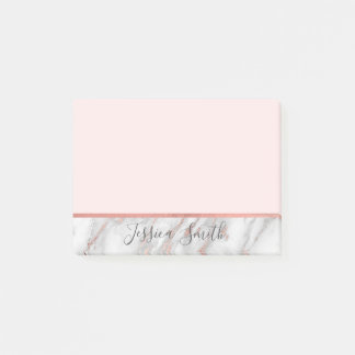 Post-it® Marbre rose personnalisé d'aluminium d'or rose de