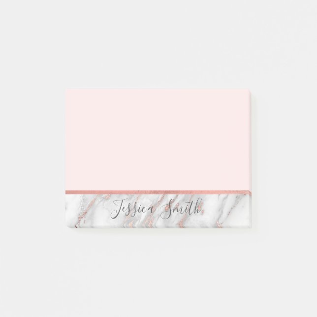 Post-it® Marbre rose personnalisé d'aluminium d'or rose de (Devant)