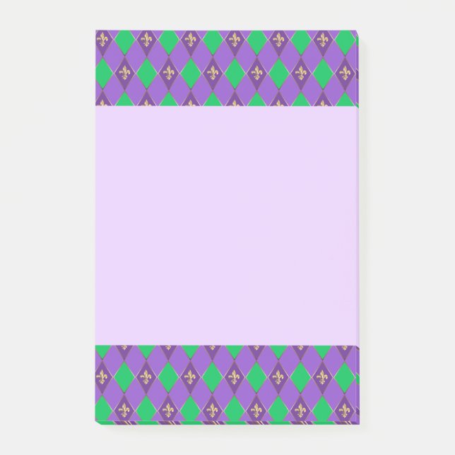 Post-it® Mardi Gras Carnaval Arlequin Gold Fleur de Lis (Devant)