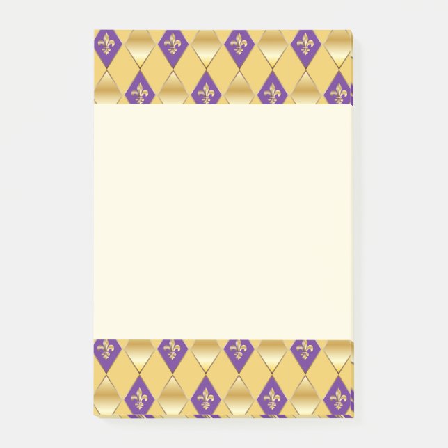 Post-it® Mardi Gras Carnaval Arlequin Gold Fleur de Lis (Devant)
