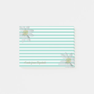 Post-it® Marguerite blanche sur rayures - Personnalisé