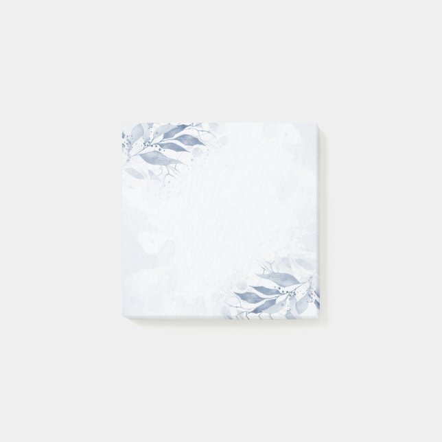 Post-it® Mariage botanique de feuilles d'aquarelle bleue Fl (Devant)