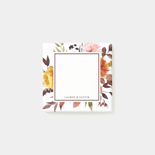 Post-it® Mariage d'aquarelle du jardin d'automne personnali (Devant)