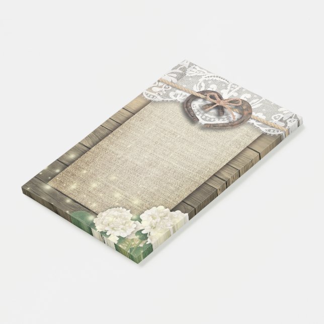 Post-it® Mariage de Couple Fer à Cheval Cœur Dentelle Hydra (Incliné)