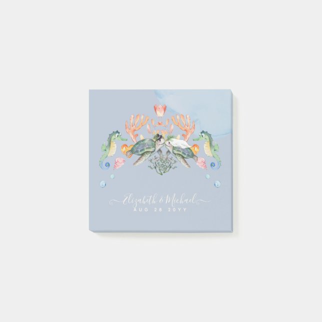 Post-it® Mariage de tortue de mer avec mariée et chambre (Devant)