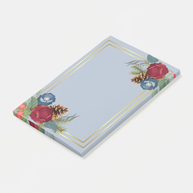 Post-it® Mariage d'hiver Burgundy sarcelle bleu Moderne (Incliné)