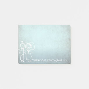 Post-it® Mariage Faveur Merci Chalkboard Grungy Bleu