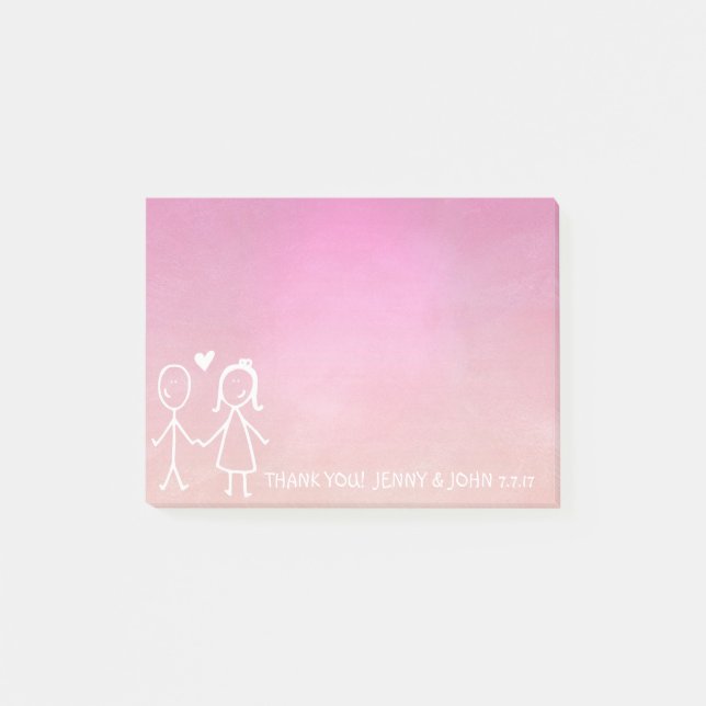 Post-it® Mariage Favor Merci Chalkboard Ombre rose (Devant)