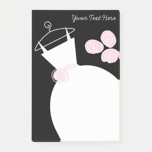Post-it® Mariage Gown Texte rose noir post-it note
