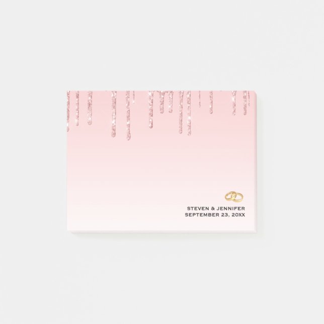 Post-it® Mariage moderne  Rose Parties scintillant Drives & (Devant)