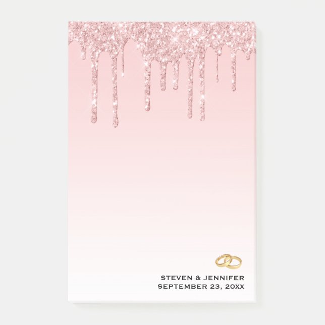 Post-it® Mariage moderne  Rose Parties scintillant Drives & (Devant)