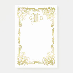 Post-it® Mariage Monogramme classique Gold Cadre traditionn