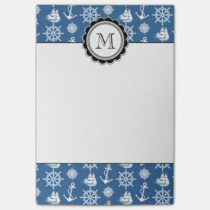Post-it® Marin de capitaine de bateau bleu nautique et