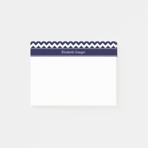 Post-it® Marine Bleu Blanc Chevron Nom de la marine Monogra