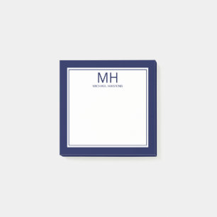 Post-it® Marine Bleu Blanc Monogrammé Hommes