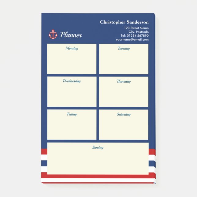 Post-it® Marine marine Bleu Rouge Bleu Blancs (Devant)