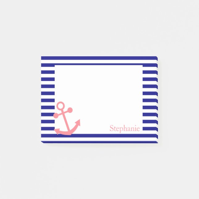 Post-it® Marine personnalisée bleu et rose pâle (Devant)