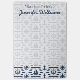 Post-it® Maritime dans le motif bleu   ajoutez votre nom