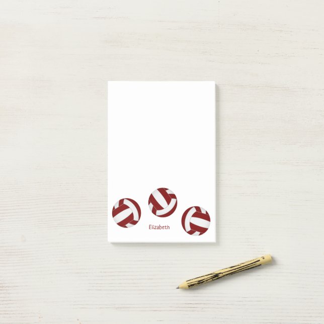 Post-it® maroon blanc couleurs de l'équipe volleyballs w no (Sur un bureau)