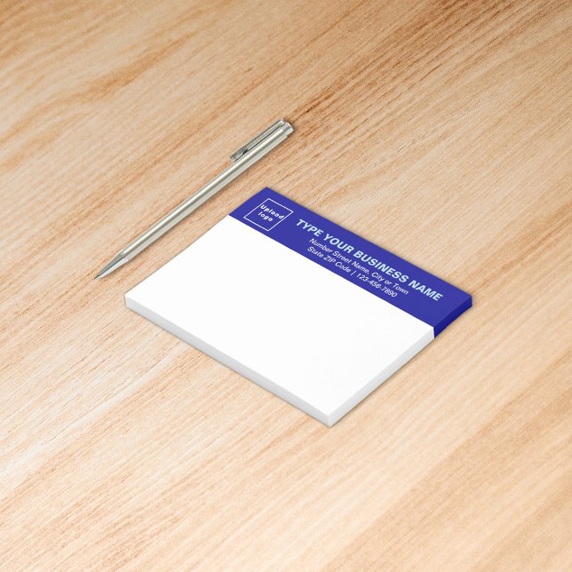 Post-it® Marque d'affaires sur le titre bleu du rectangle (Build brand name awareness. Your business brand on blue heading of rectangle sticker.)