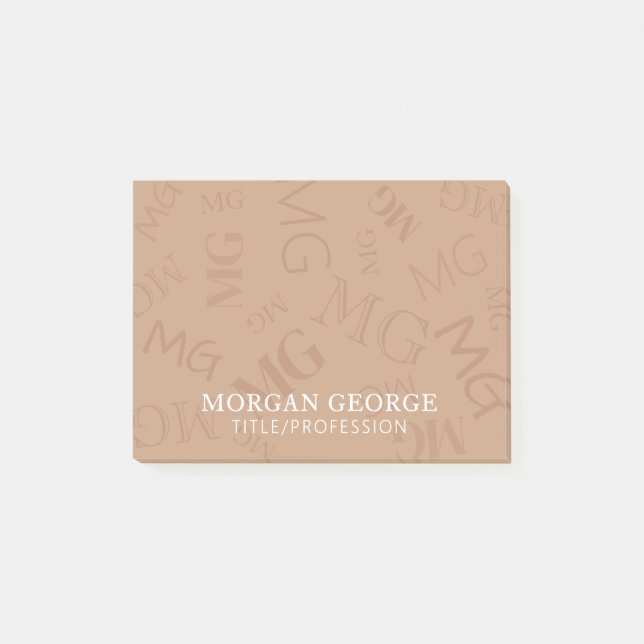 Post-it® Marron multitude de monogrammes avec votre nom (Devant)